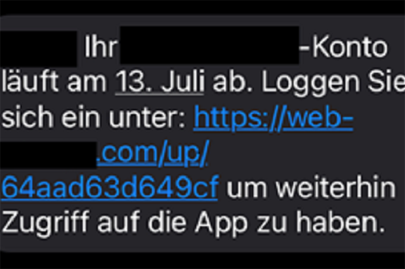 Screenshot als Beispiel für eine solche Nachricht